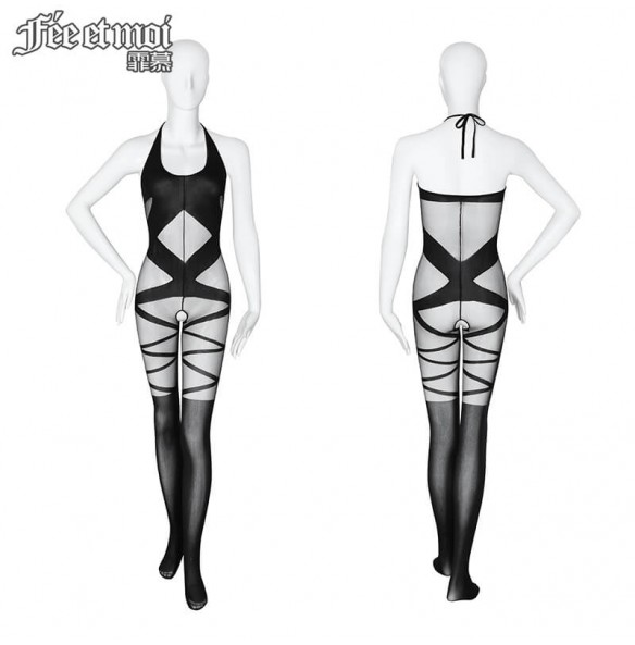 FEE ET MOI Crossover Fake Bundling Hollow Body Stockings (Black) FEE ET MOI Crossover Fake Bundling Hollow Body Stockings (Black)